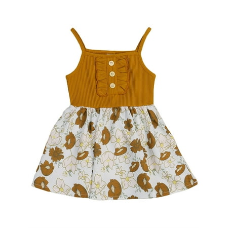 

Opperiaya Toddler Baby Girls Casual Dress Sleeveless Summer Floral Dress