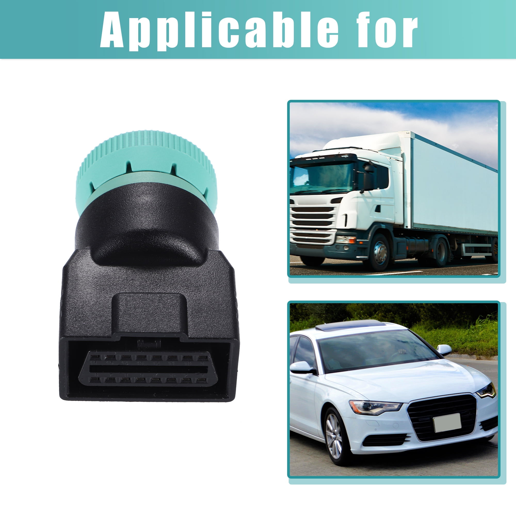 Unique Bargains Type 2 OBD2 Male 9 Pin J1939 to OBD2 16 Pin J1962 Female Adapter