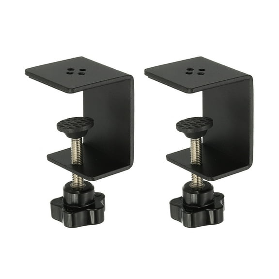 Uxcell C Clamps, 2 Pcs Heavy Duty Metal Black Desk Clamp Adjustable Mounting Table Clamp with Protective Pad for Fixing Acrylic Glass Plastic Wood Sheets, Black