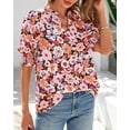 thumbnail image 6 of BTFBM Summer Blouses for Women Dressy Casual Fashion Spring Tops Floral Boho V Neck Puff Short Sleeve Top Shirts, 6 of 7