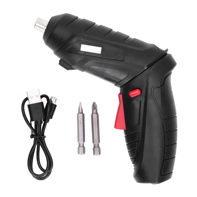 Destornillador eléctrico, destornillador eléctrico de mano recargable inalámbrico con juego de herramientas de 2 piezas para reparación de perforación(Negro)