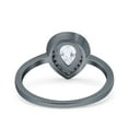 thumbnail image 3 of Black Tone, Simulated Cubic Zirconia Size-7 Teardrop Pear Art Deco Wedding Bridal Engagement Ring 925 Sterling Silver, 3 of 7