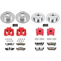 PowerStop Front and Rear Z36 Truck & Tow Brake Pad and Rotor Kit with Red Powder Coated Calipers Fits: JEEP Select Models KC2154-36