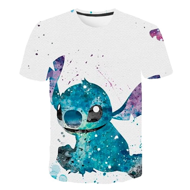 Children Boys Girls Stitch T Shirts Summer Short Sleeve Kids Stich Tops Tees Cartoon Casual Kids Clothes 1-14 Years Old T-Shirts14T Gao Jinjia LED