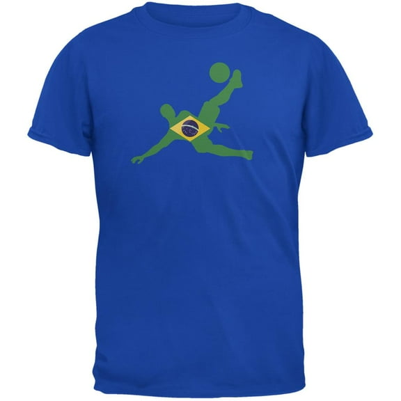 World Cup Brazil Soccer Kick Flag Silhouette Royal Adult T-Shirt - Small