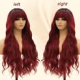 thumbnail image 5 of Red Wig with Bangs  Wave for Women Ombre Black to Red with Bangs 24 inch Long Wave Burgundy Wig  with Middle Part Synthetic Heat Resistant Glueless Wig for Daily Party  Use, 5 of 7