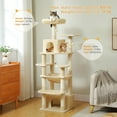 thumbnail image 2 of Demi Bonn 64" Multi-Level Cat Tree Tower with Sisal Scratching Posts, Cat Condo with Hammock and Top Perch for Indoor Cats, Beige, 2 of 8