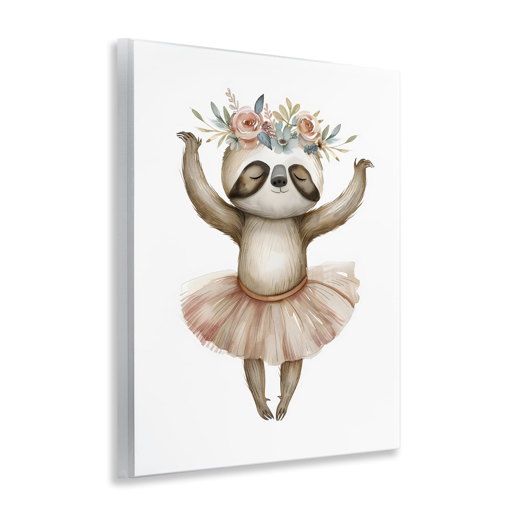 Stupell Industries Dreamy Sloth Ballet with Flowers Wall Plaque Art, design by LSR Design Studio