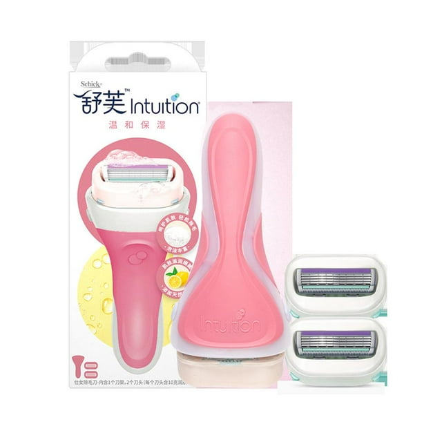 Porte-couteaux 1 Peau Mixte + 2 Têtes de Couteaux Rasoir schick Confortable Rasoir Shufu Couteau de Rasage pour Dames Couteau d'Épilation Parties Intimes Tête de Couteau de Remplacement Manuel