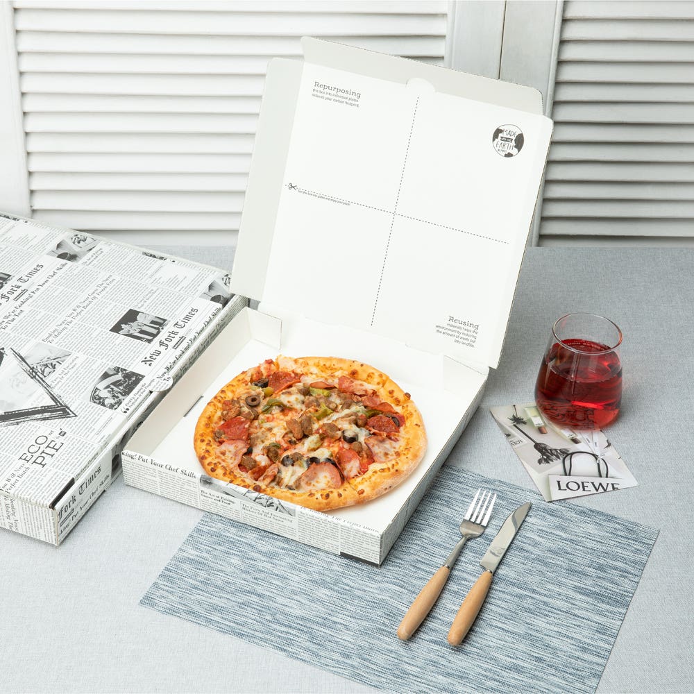 Eco Pie Newsprint Paper Corrugated Pizza Box - Repurpose for Plates - 14 1/2" x 14 1/2" x 1 3/4" - 50 count box - image 3 of 3