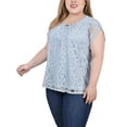 thumbnail image 2 of NY Collection Women's Plus Size Lace Petal Sleeve Top, 2 of 4
