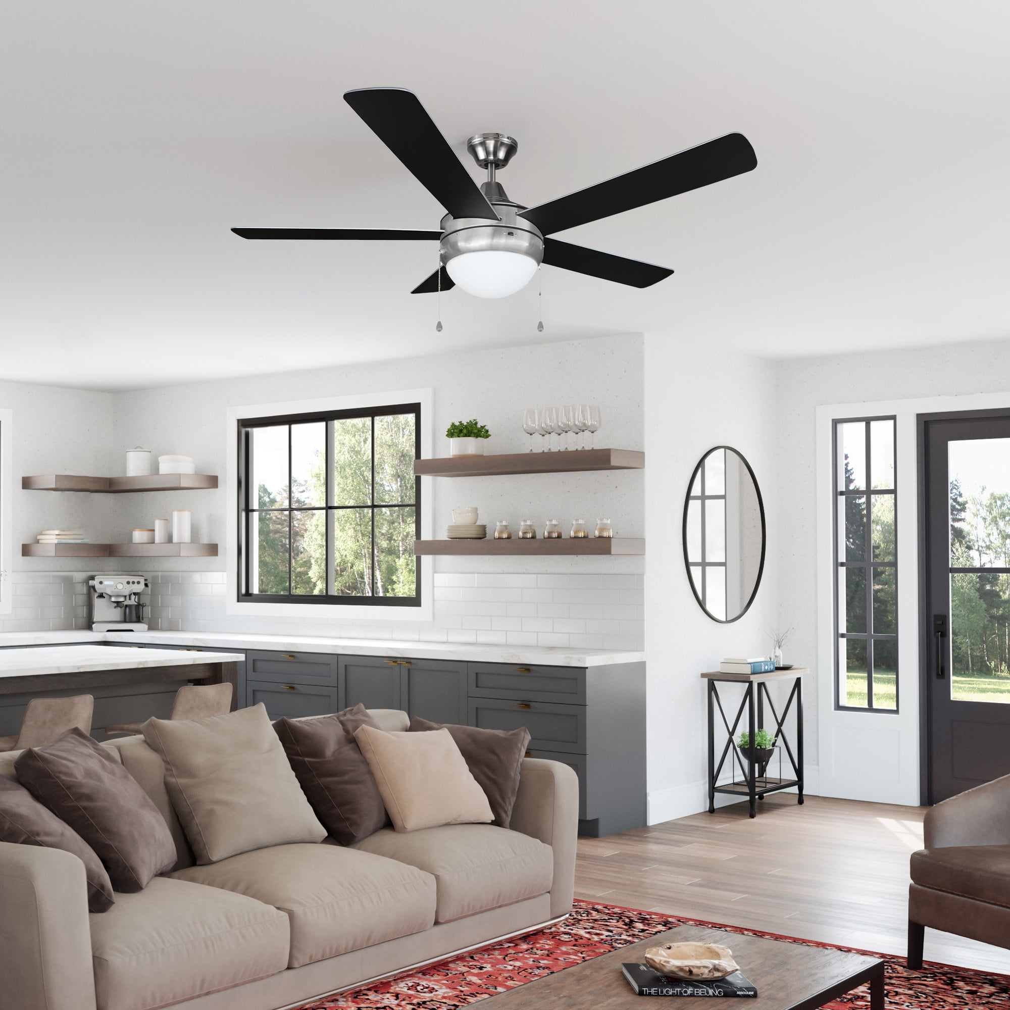 Design House Sadie LED Indoor Ceiling Fan in Brushed Nickel 52-inches