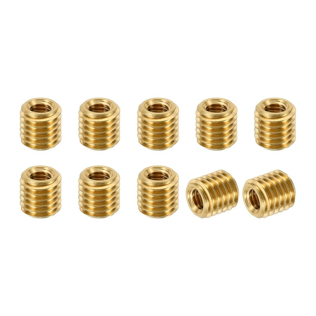 Unique Bargains Brass Threaded Repair Insert Nut, 10 Pcs M10x1.5 to M6x1 Thread Sleeve Inserts Reducing Nut Screw Sleeves 10mm