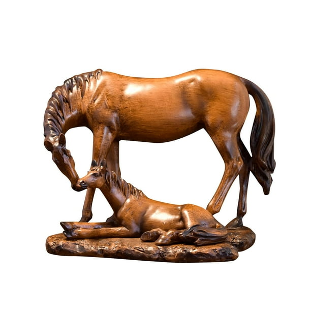 Estatua de caballo, estatua moderna de resina, colección de arte, artesanía, adorno, escultura familiar Marrón