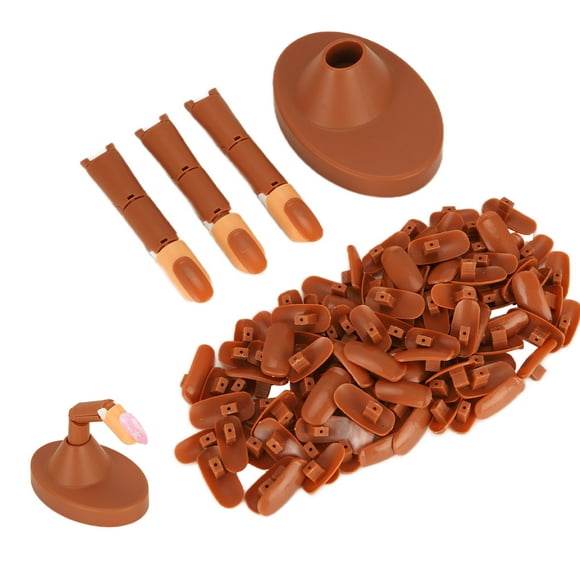Nail Finger, Durability Softness False Nail Tips Nail Training Finger Inserted Firmly with Base for Nail Beginners for Nail Salon Brown