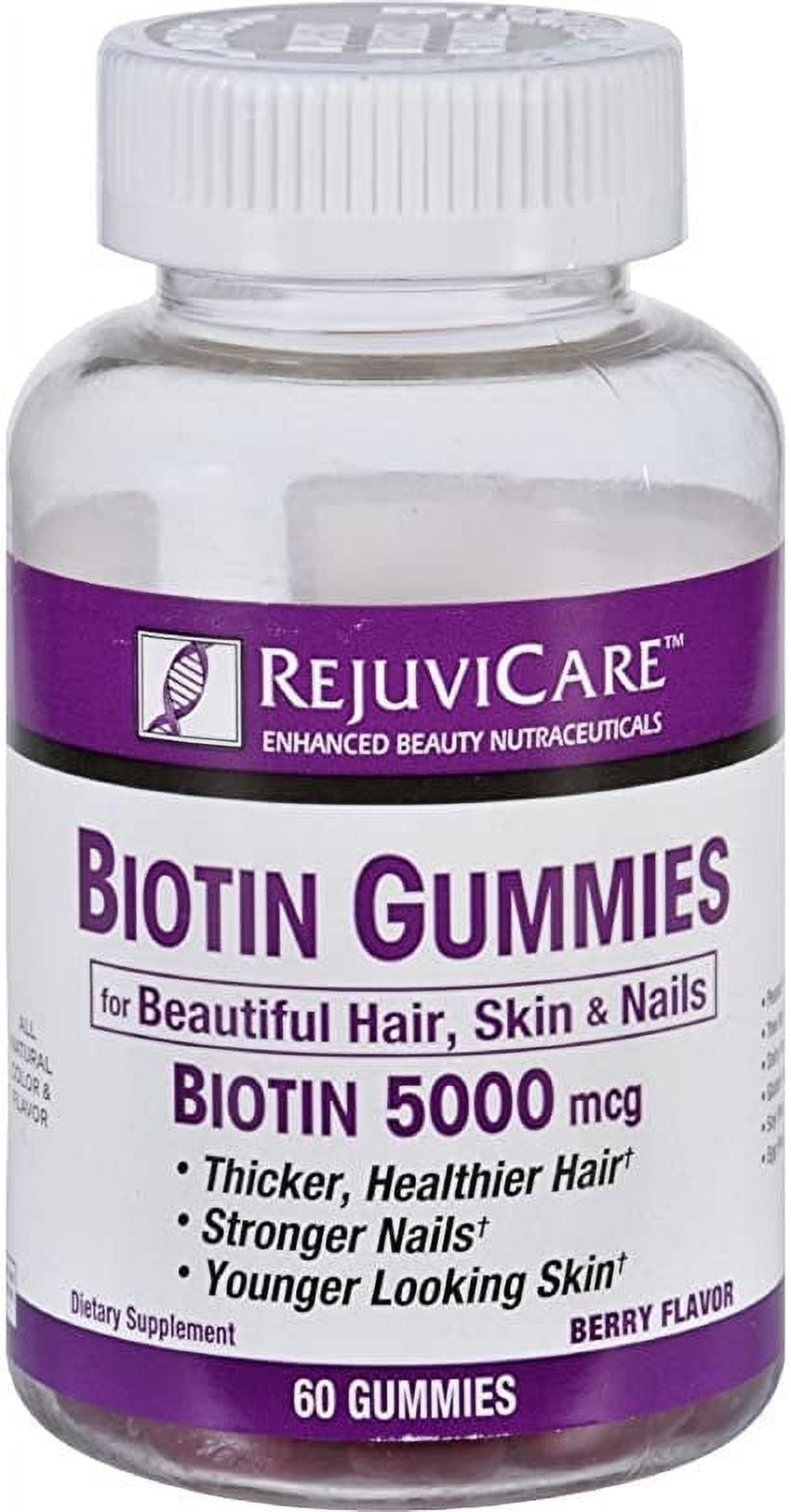 RejuviCare Biotin 10,000 mcg Gummies, Strawberry Flavor 60 ea (Pack of 3)