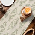 thumbnail image 2 of Green Botanical Cotton Linen Table Runner for Dining Kitchen, Pastoral Elegant Spring Floral Rustic Wedding Outdoor Party Tablerunners Decoration, Dresser Scarf Coffee Tablecloth Runners 13x70 Inches, 2 of 9