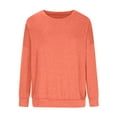 thumbnail image 4 of Patlollav Womens Plus Size Solid Long Sleeve Blouse Tops Round-Neck Shirts, 4 of 7