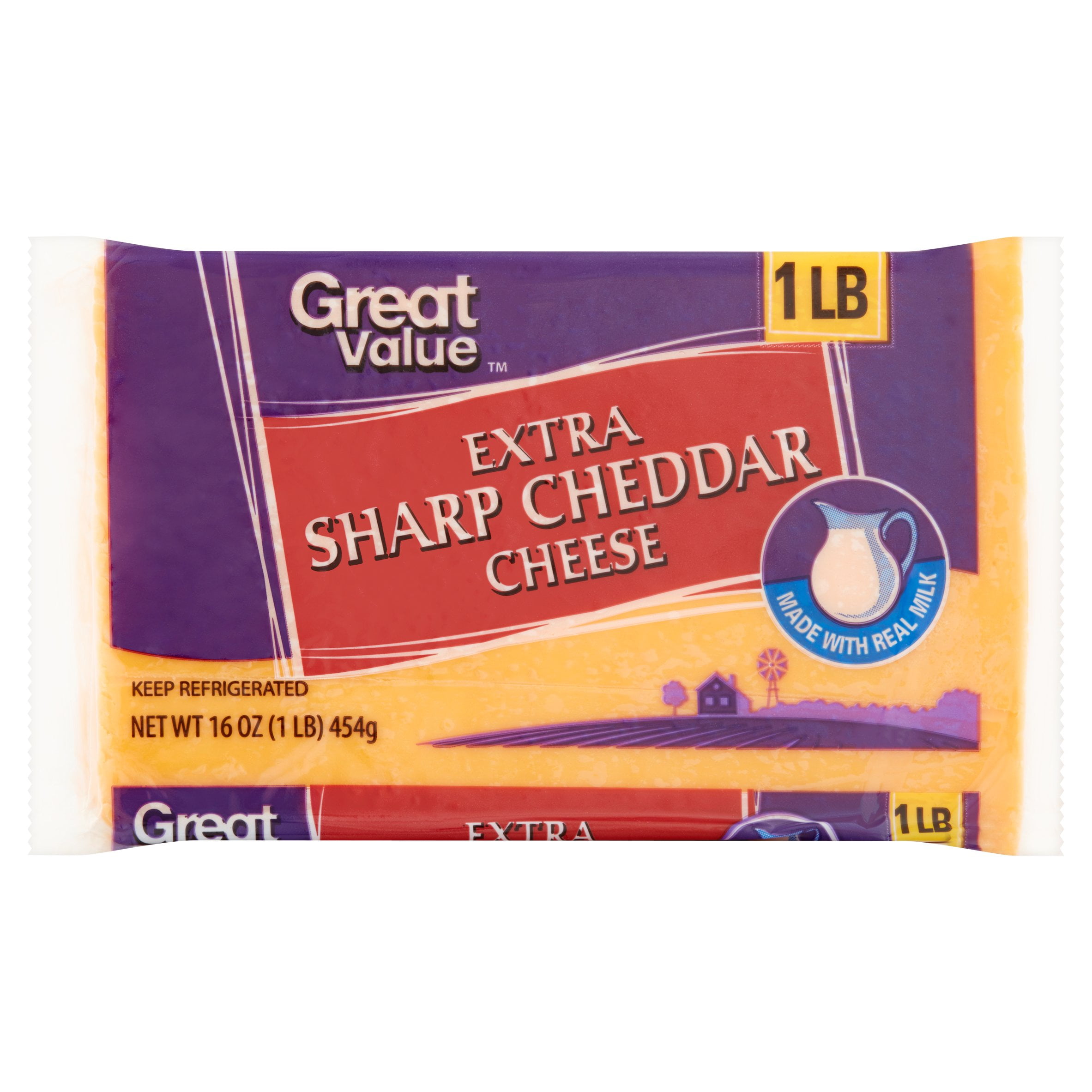Great Value Extra Sharp Cheddar Cheese, 16 oz by Wal-Mart Stores, Inc.