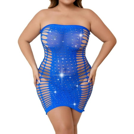 Gunia Womens Lingerie Chemise Sleepwear Nighties Fishnet Dress Skirts One Size Underwear for Honeymoon Wedding Night
