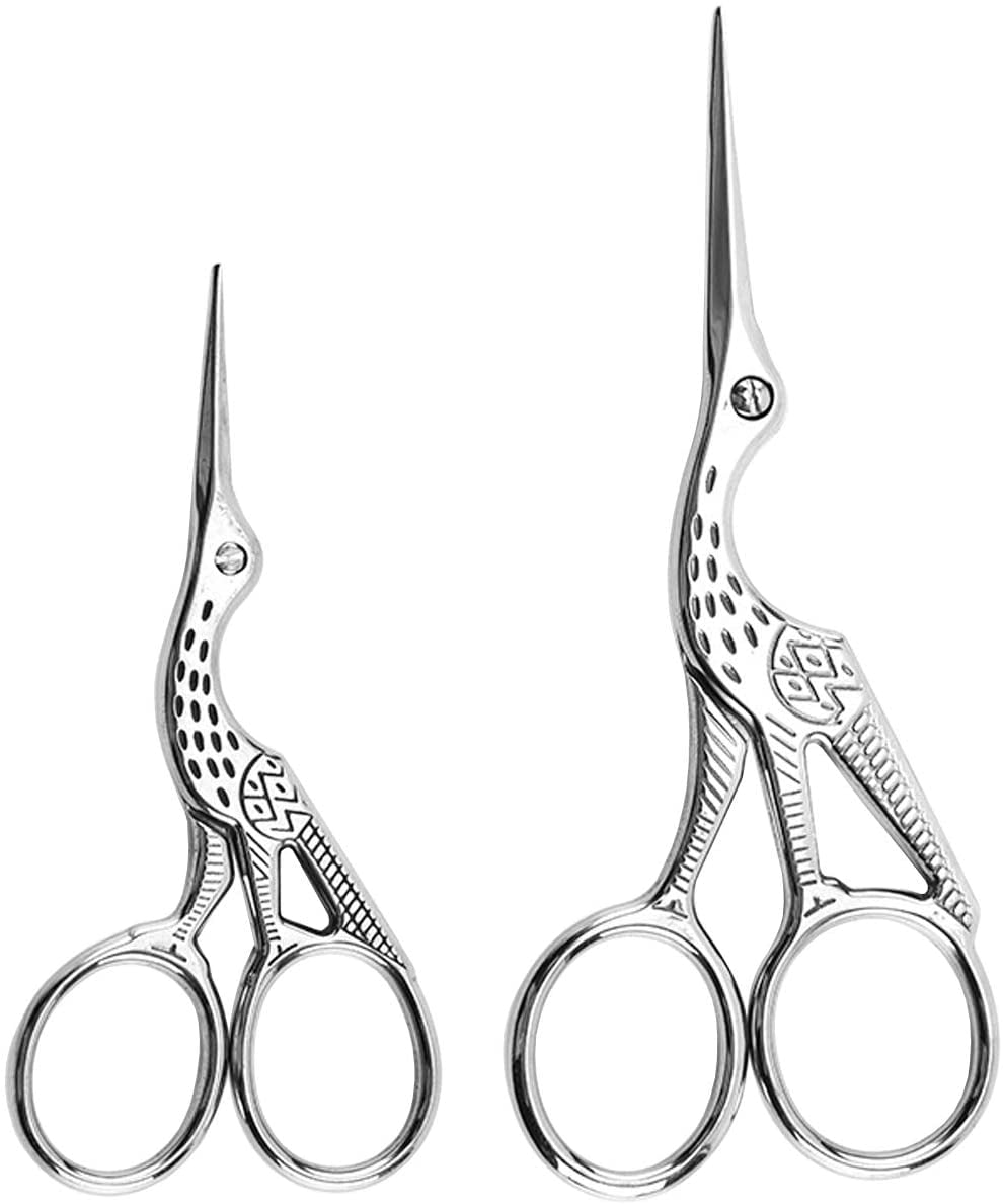 2 Pack Stork Scissors Embroidery Scissors Sewing Scissors Brow Shaping