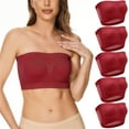 thumbnail image 2 of 5 Womens Non Padded Bandeau Sprots Bra Strapless Convertible Bralettes Basic Layer Top Bra Strapless Bandeau Bra Women Tan Mesh Shirt Women Tie Front Top Shirring Bandeau Organizer Acrylic plus Tube, 2 of 6