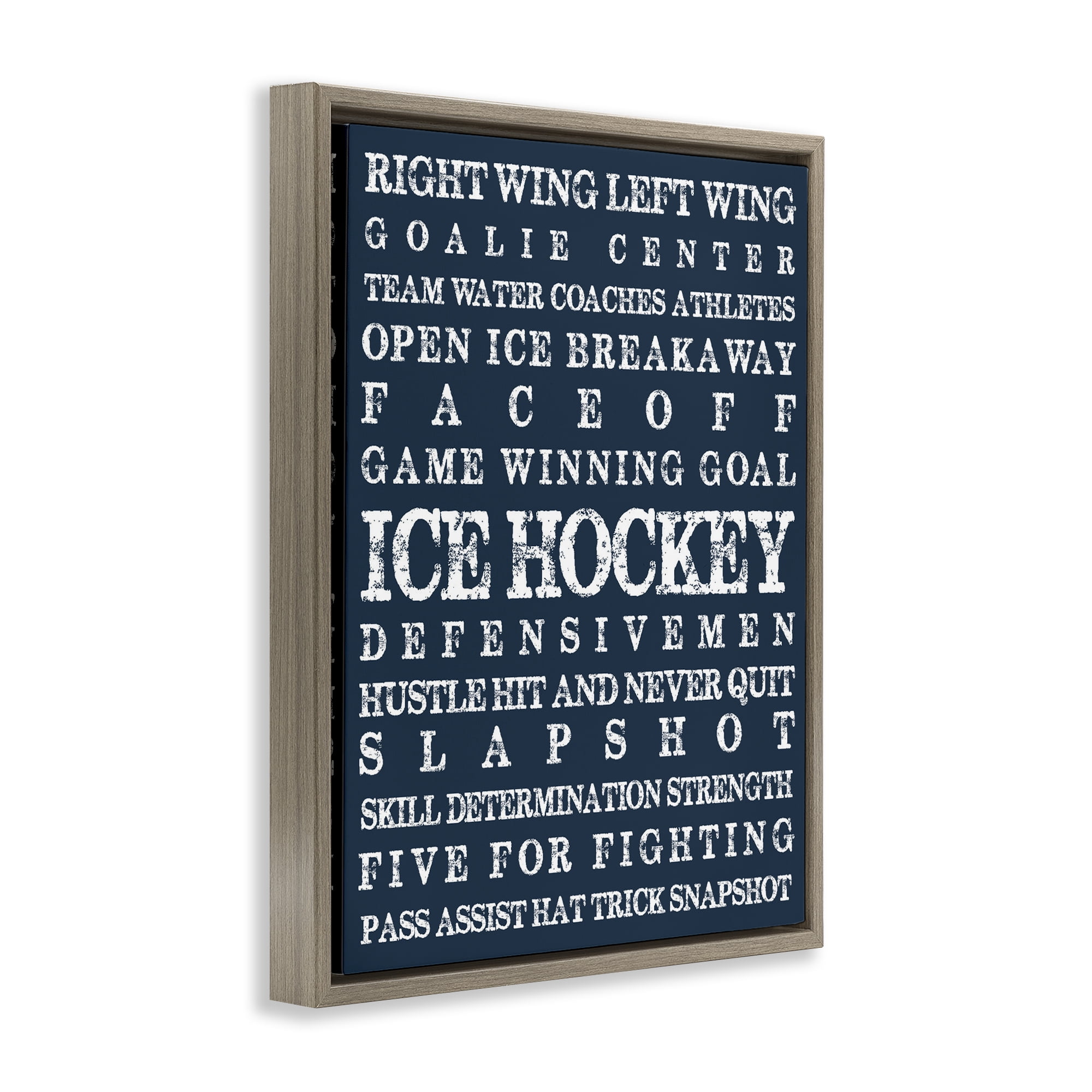 Stupell Industries Ice Hockey Expressions Brown Framed Floater Canvas Wall Art, design by Melody Hogan