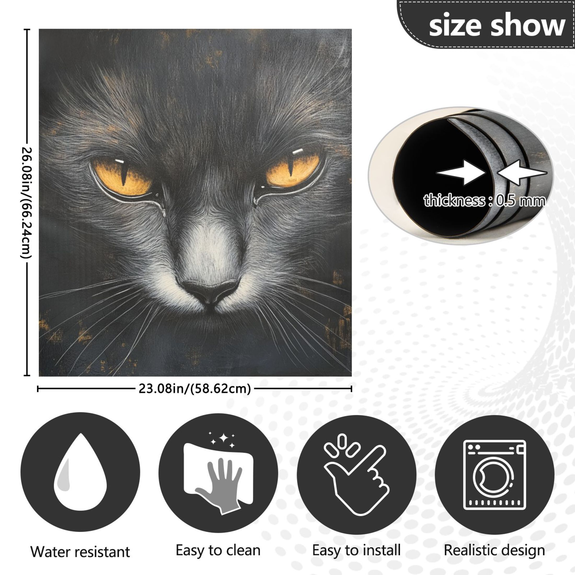 Dishwasher Magnetic Sticker 23x26 Inch Refrigerator Magnetic Sticker Washing Machine Magnetic Sticker Kitchen Panel Magnetic Sticker Home Decor Black Yellow Eyes Cat