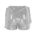 thumbnail image 5 of Uaswgudfs Women's High-Waisted Summer Shorts with Adjustable Drawstring - 4" Inseam Shiny Stretch Shorts for Running, Gym & Casual Wear Silver S, 5 of 7