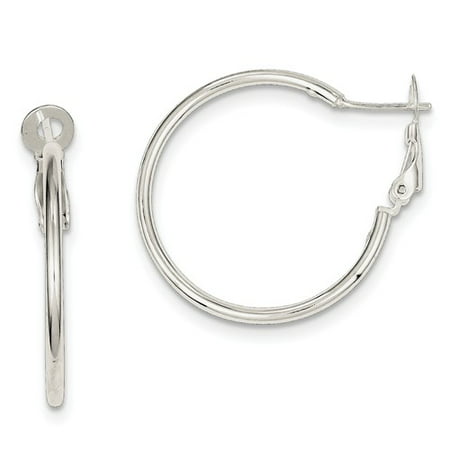 Sterling Silver 2.00mm Omega Back Hoop Earrings (1IN Long) - Walmart.com
