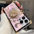thumbnail image 5 of Glitter Kickstand Case for iPhone 16e, Cute Luxury Bling Sparkly Diamond Butterfly Ring Stand Elegant Floral TPU Bumper Shockproof Women Girls Protective Case for iPhone 16e 6.1" 2025 (Pink), 5 of 15
