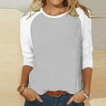 thumbnail image 2 of GERsome Women's Casual Tops 3/4 Sleeve Color Block Shirts Loose Fit Lightweight Crew Neck Basic Tops Cute Pullover S-2XL Gray/S, 2 of 5