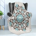 thumbnail image 4 of Brown and Blue Soft Flannel Fleece Blanket, Mandala Inspired Floral Round Antique Ornament Vintage Style, Cozy Plush for Indoor and Outdoor Use, 50" x 70", Brown Umber and Sky Blue, by Ambesonne, 4 of 5