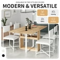 thumbnail image 5 of Euroco 5-Piece Extendable Dining Table Set for 4, Modern Compact 63" Foldable Square Kitchen Table Set with Storage Rack and 4 Upholstered Chairs for Small Places,White, 5 of 8