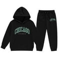 thumbnail image 4 of XUELUO Toddler Girls Outfits Sets Chicago Letter Print Hoodies + Jogger Pants Tracksuits Loose Children Girls 2 Piece Outfits, 4 of 4