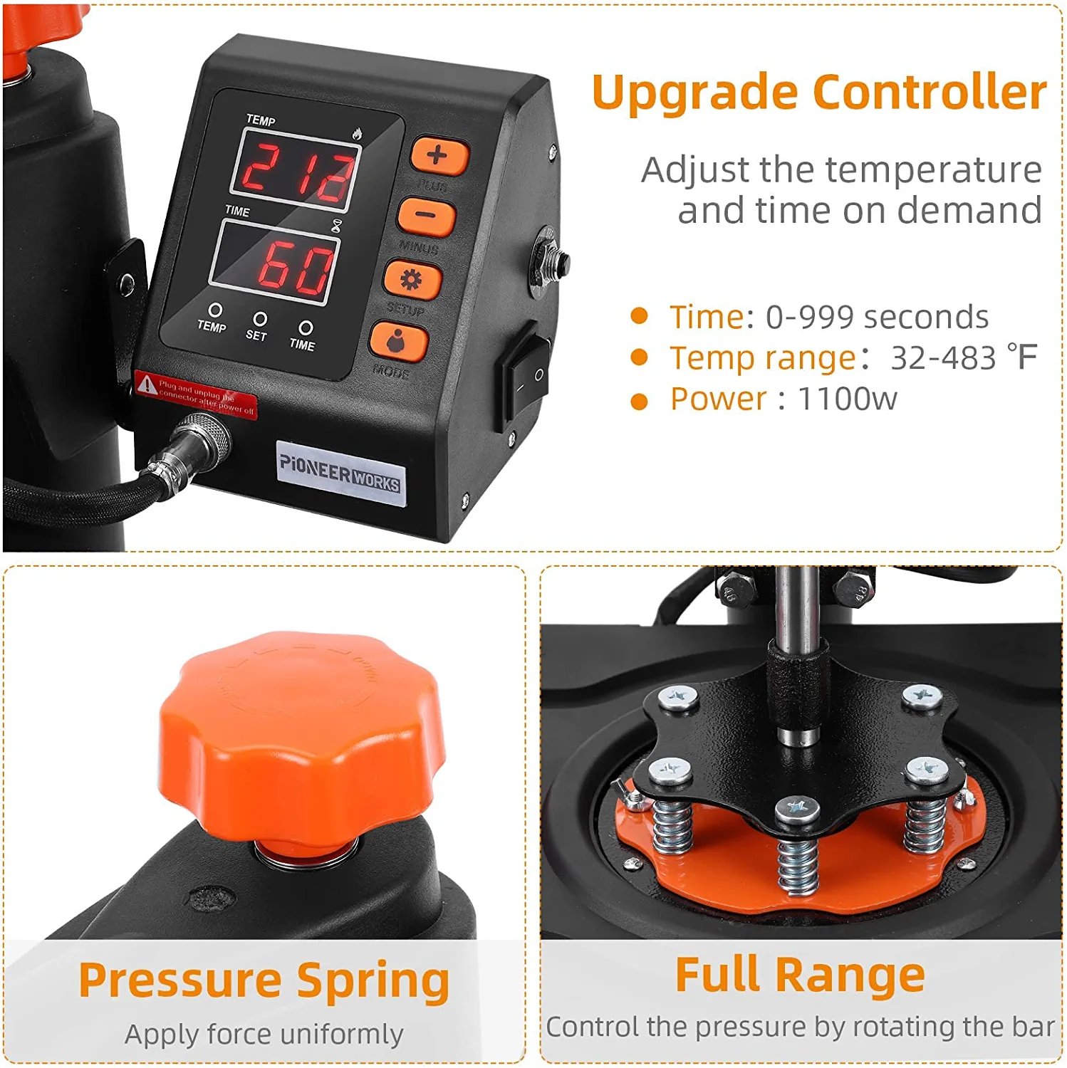 EastVita Heat Press Machine 6 in 1 Heat Press, 800W Sublimation Machine, 360°Heat Press, Dual-Tube Heating Printing for DIY T-Shirts Cap Mugs