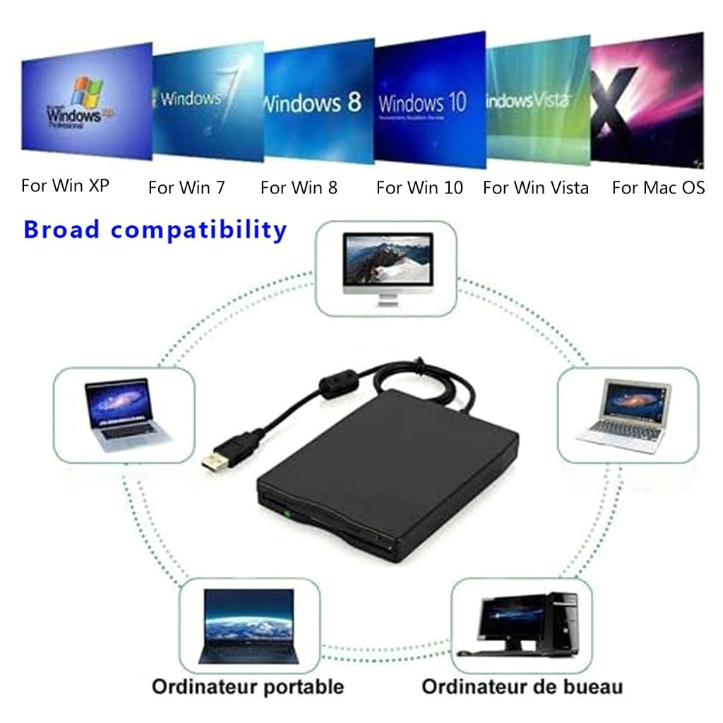 1.44 MB Floppy Disk 3.5" USB External Drive Portable Floppy Disk Drive Diskette
