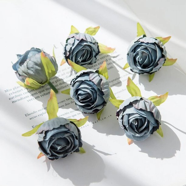 Flores artificiales para el hogar, flores artificiales para la cabeza, capullos de té de seda a granel, flores decorativas para boda, adornos navideños para el hogar, 10 Uds.