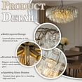thumbnail image 4 of 28'' Midcentury Modern Murano Glass Round Chandeliers 6-Light Handblown Glass Pendant Light Fixture Aged Bronze Finish For Dining Room Living Room, 4 of 11