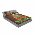thumbnail image 3 of Christmas Bedding Set with Sheet & Covers, Neon Sign Have a Merry Xmas and Happy New Year Phrase Against the Wall Print, Printed Bedroom Decor 2 Shams, 4 Sizes, Burgundy Green, by Ambesonne, 3 of 3