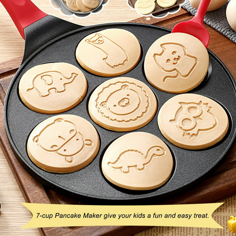 Houselin Pancake Pans For Kids,Pancake Shapes Pan,Mini Pancakes Maker  Nonstick Pancake Griddle 4 Hole Pancake Mold For Breakfast