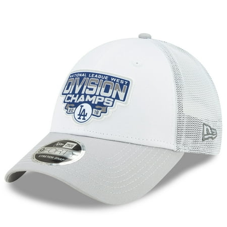 Los Angeles Dodgers New Era 2019 NL West Division Champions 9FORTY Adjustable Trucker Hat - White/Gray -