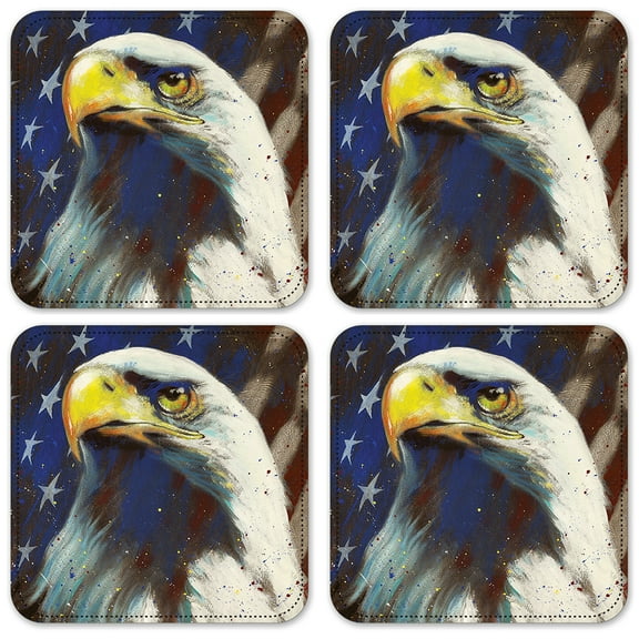 Vinyl Drink Coasters - Set of 4 - Bald Eagle