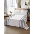 thumbnail image 2 of Grey Striped King Size Flat Sheet, Wrinkleproof & Fadeproof Cooling Flat Bed Sheet Only, Modern White Striped Abstract Art Aesthetics Breathable Soft Bedding Top Sheets 105 x 98 Inches, 2 of 8