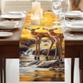 thumbnail image 3 of Orange Deer 72 Inch Table Runner, Autumn Forest Elk River Farmhouse Dresser Scarf Cotton & Linen Tablerunner for Dining/Kitchen Island/Holiday Party Décor 13" x 72", 3 of 9