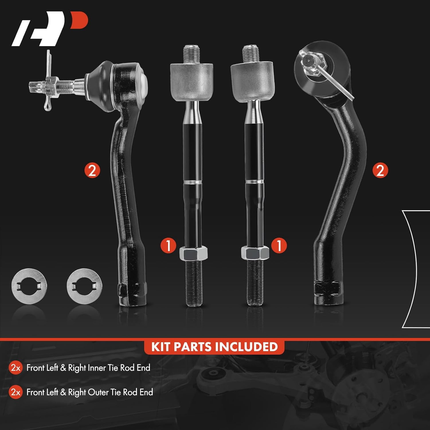 A-Premium Set of 4, Front Inner Outer Tie Rod End Kit, Compatible with Hyundai Sonata 2016-2017 & Kia Optima 2016-2018