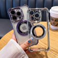 thumbnail image 2 of for iPhone 12 Pro Max Magnetic Transparent Case,Luxury Bling Four Corners Shockproof Military-Grade Protection with Camera Lens Protector MagSafe Clear Plating Cover for Women Men-Purple, 2 of 13