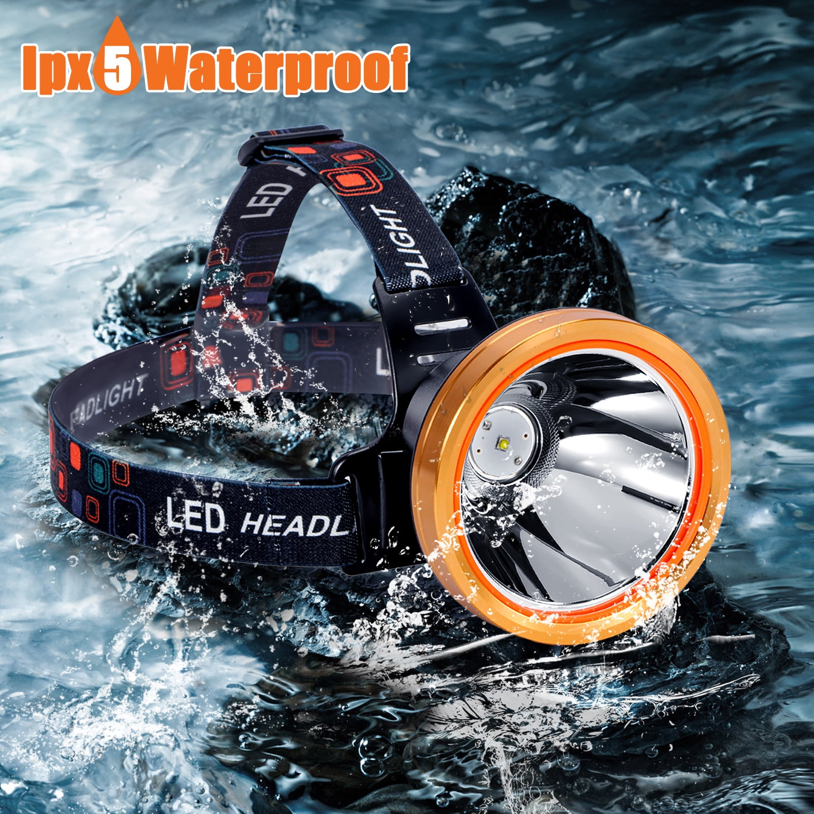 Yongkist Super Bright Rechargeable LED Headlamp, High Power Waterproof Spotlight with Long-Lasting Battery, Perfect for Coon Hunting, Camping, Fishing, and Outdoor Activities