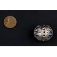 thumbnail image 2 of The Bead Chest Artisanal Fancy Blue Silver Berber Bead Set of 2 24mm Morocco African Oval White Metal Large Hole Handmade, 2 of 3