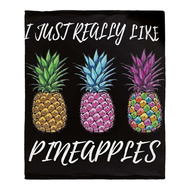 TIELUTT Pineapple Blanket Flannel Decorative Blanket Air Conditioning Blanket Throw Blanket Size Thermal Blanket Throw Blanket Extra Large Blankets & Throws Size Thick Blanket Throw Blanket with Tasse